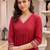 women ethnic motifs empire thread work liva kurta with trousers