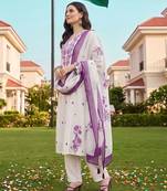 women floral embroidered regular thread work kurta with trousers & with dupatta