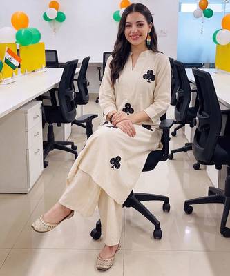 women printed regular cotton kurta with palazzos 1