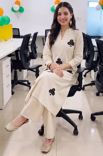 women printed regular cotton kurta with palazzos