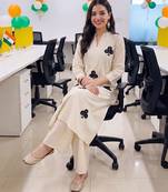 women printed regular cotton kurta with palazzos