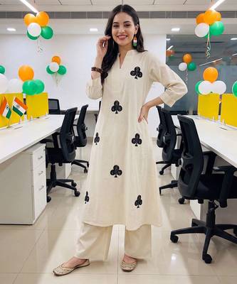 women printed regular cotton kurta with palazzos 4