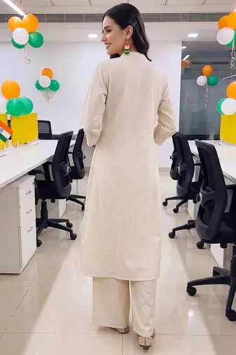 women printed regular cotton kurta with palazzos