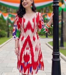 women printed regular cotton kurta with trousers