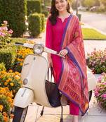 women ethnic motifs regular kurta with trousers & with dupatta