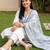 women floral embroidered regular thread work cotton kurta with trousers & with dupatta