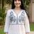 women floral embroidered regular thread work cotton kurta with trousers & with dupatta