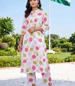 women printed regular cotton kurta with palazzos