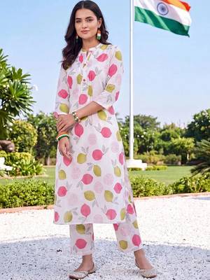 women printed regular cotton kurta with palazzos 3