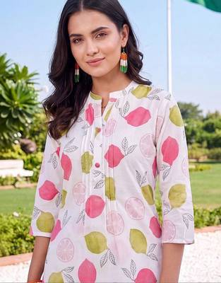 women printed regular cotton kurta with palazzos 5