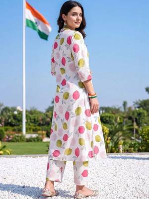 women printed regular cotton kurta with palazzos 6