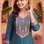 women ethnic motifs embroidered regular thread work liva kurta with trousers