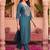 women ethnic motifs embroidered regular thread work liva kurta with trousers