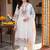 women floral embroidered regular thread work liva kurta with trousers & with dupatta