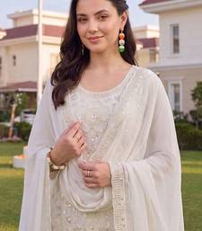women ethnic motifs embroidered regular sequinned kurta with sharara & with dupatta