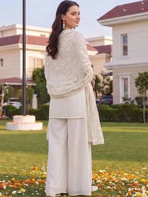 women ethnic motifs embroidered regular sequinned kurta with sharara & with dupatta 6