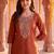 women ethnic motifs embroidered regular thread work liva kurta with trousers & with dupatta