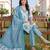 women floral printed regular cotton kurta with trousers & with dupatta