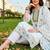 women ethnic motifs printed regular cotton kurta with trousers & with dupatta
