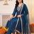 women ethnic motifs embroidered regular thread work kurta with trousers & with dupatta
