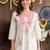 women ethnic motifs printed empire mirror work cotton kurta with trousers