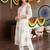 women ethnic motifs printed empire mirror work cotton kurta with trousers