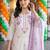 women ethnic motifs embroidered regular thread work cotton kurta with trousers & with dupatta