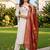 women ethnic motifs embroidered regular thread work kurta with trousers & with dupatta