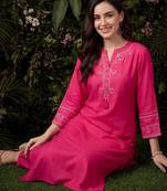 women ethnic motifs embroidered regular thread work kurta with trousers