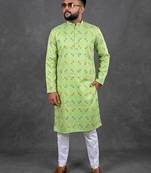 Light green pure cotton printed kurta pajama