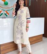 women ethnic motifs printed regular kurta with trousers
