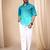 Turquoise blue soft cotton plain shirt