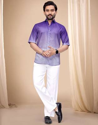 Purple soft cotton plain shirt 1