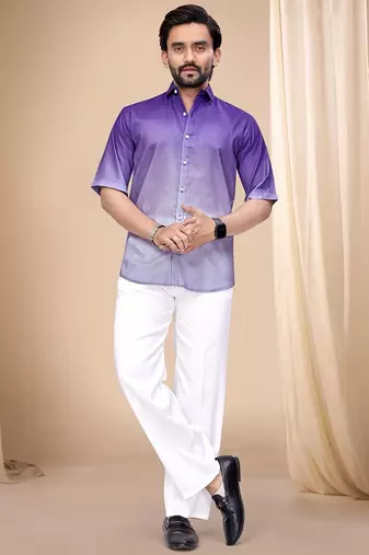 Purple soft cotton plain shirt