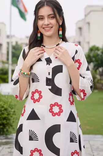 women printed regular cotton kurta with palazzos