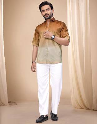Brown soft cotton plain shirt 1