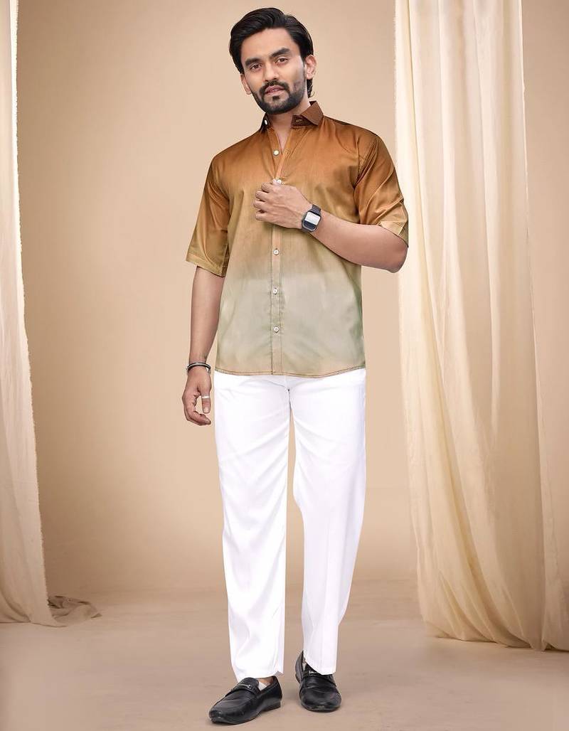 Brown soft cotton plain shirt