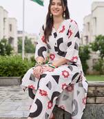women printed regular cotton kurta with palazzos