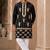 Dark navy blue lachka silk embroidered kurta pajama