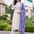 women ethnic motifs embroidered regular thread work cotton kurta with trousers & with dupatta