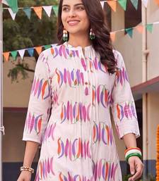 women printed regular cotton kurta with trousers