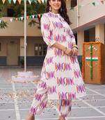 women printed regular cotton kurta with trousers