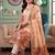 women ethnic motifs printed regular linen kurta with trousers & dupatta