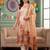 women ethnic motifs printed regular linen kurta with trousers & dupatta