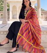 women regular thread work kurta with palazzos & with dupatta
