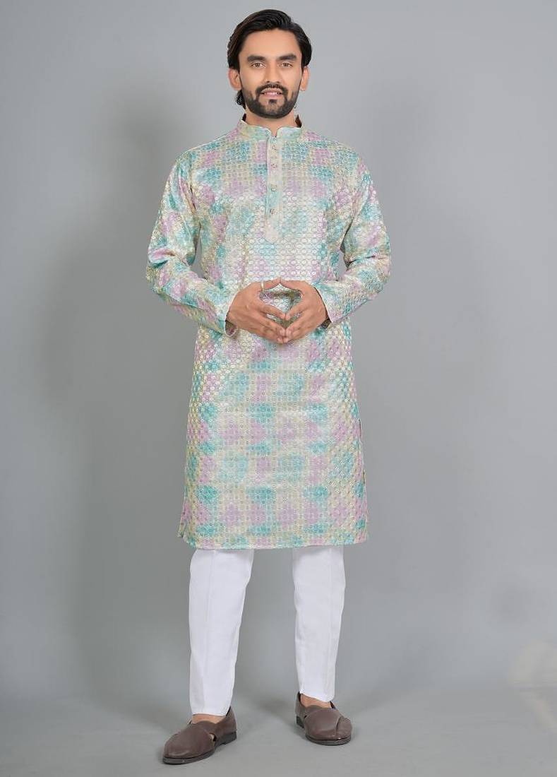 Multicolor rayon digital work kurta pajama
