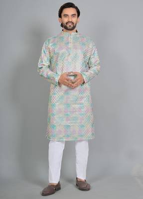 Multicolor rayon digital work kurta pajama 2