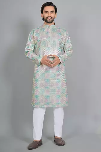 Multicolor rayon digital work kurta pajama