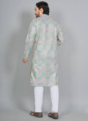 Multicolor rayon digital work kurta pajama 3