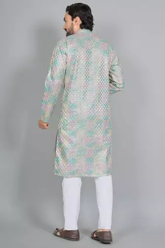 Multicolor rayon digital work kurta pajama